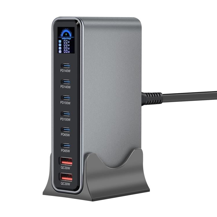 YMX-LCD670W 670W 6xType-C and 2xUSB GaN Digital Display Multi-Function Charger, AU Plug, EU Plug, UK Plug, US Plug
