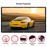 Simple Folding Thin Polyester Projector Film Curtain, 60 inch (16:9) Projection Area: 132x75cm, 60 inch (4:3) Projection Area: 120x90cm, 72 inch (16:9) Projection Area: 159x90cm, 72 inch (4:3) Projection Area: 146x110cm                                 ...