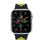 Elastic Silicone Watchband For Apple Watch Series 6 & SE & 5 & 4 40mm / 3 & 2 & 1 38mm, 135mm (Black Yellow), 135mm (Black Grey), 150mm (Red Black)