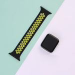 Elastic Silicone Watchband For Apple Watch Series 6 & SE & 5 & 4 40mm / 3 & 2 & 1 38mm, 135mm (Black Yellow), 135mm (Black Grey), 150mm (Red Black)