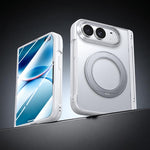 Integrated Shell And Flim Translucent Spring Hinge 360 Ring Holder Phone Case, For iPhone Duo
