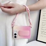 Side Clamp Hinge Magnetic Colorful Gradient Leather Texture Phone Case, For iPhone Duo