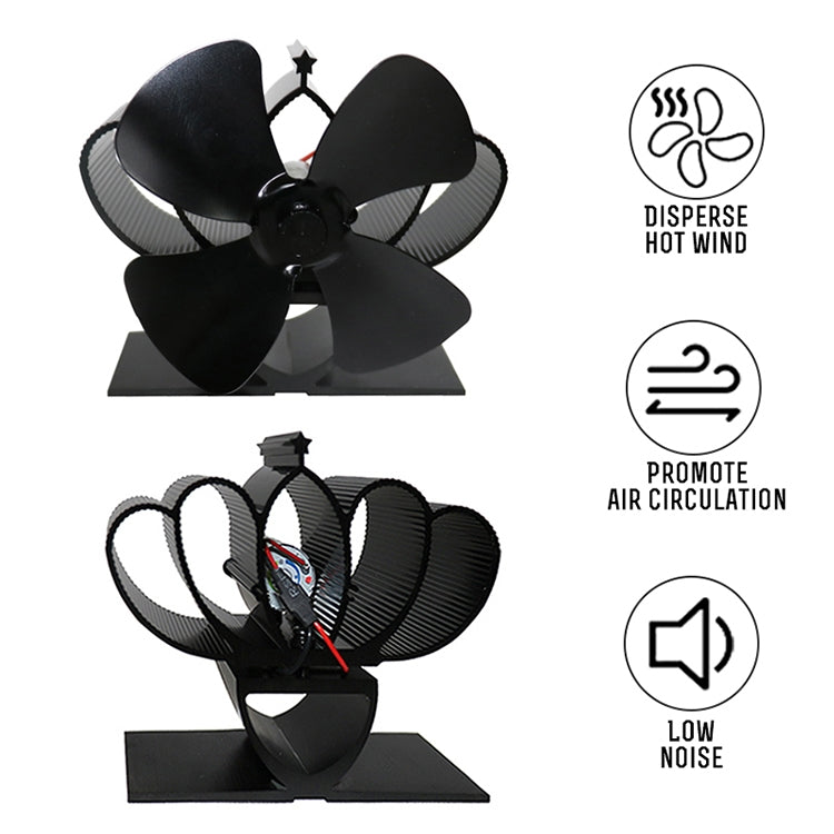 YL201 4-Blade High Temperature Metal Heat Powered Fireplace Stove Fan, YL201 (Black), YL201 (Bronze), YL201 (Grey), YL201 (Gold), YL201 (Rose Red), YL201 (Silver)