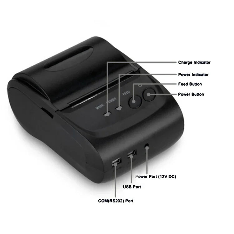 طابعة إيصالات حرارية خطية بلوتوث POS-5802 (أسود)، POS-5802