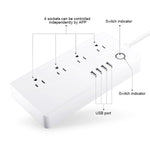 4 x USB Ports + 4 x US Plug Jack WiFi Remote Control Smart Power Socket Works with Alexa & Google Home, AC 110-240V, US Plug, 4xUSB + 4xUS Plug(US Plug)