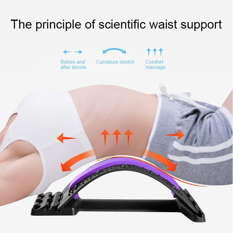Lumbar Traction Stretching Device Posture Corrector Waist Support Spine Pain Relief Back Massage Stretcher, Black Green, Black Blue, Black Purple, Black Red, Red White, White Green, White Blue, White Purple