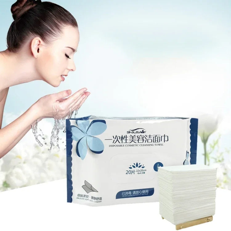 20 PCS Portable Multi-purpose Cotton Disposable Face Towel Wet And Dry Dual-use Cleansing Towel Soft Towel for Travel, 20 PCS
