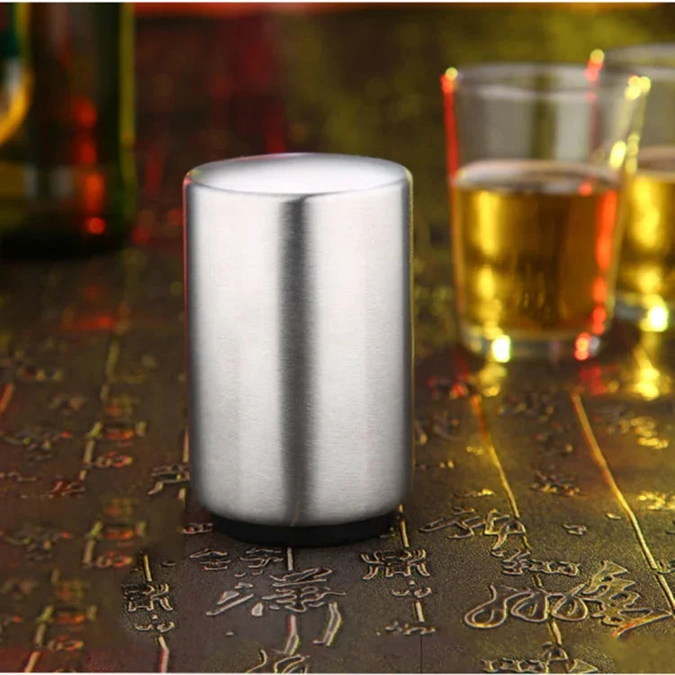 Magnetic Automatic Beer Bottle Cap Opener Stainless Steel Push Down Beer Opener Kitchen Gadgets, Size: 8.5 x 5.2cm, Magnetic Opener
