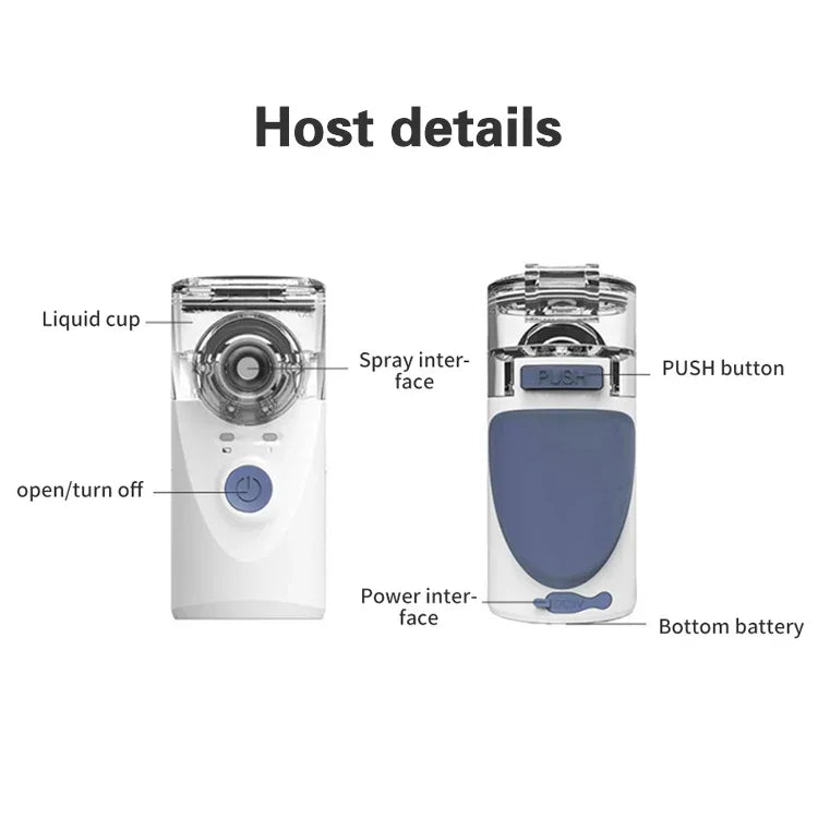 Portable Ultrasonic Nebulizer Mini Handheld Inhaler Respirator Health Care Home Machine Atomizer for Children, Mini Handheld Inhaler