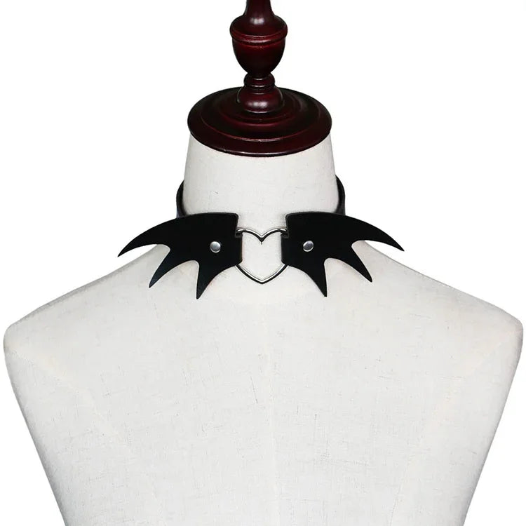 2 PCS European and American Punk Style Fashion Demon Wing Styling Leather Necklace Collar, Random Color Delivery, CBTXXQ