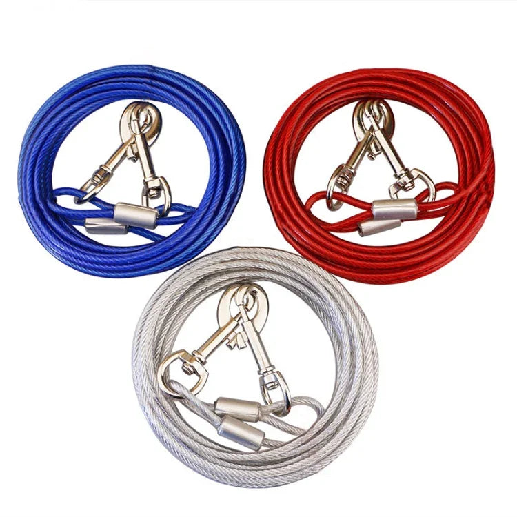 Double-end Steel Wire Rope Pet Dogs 2 in 1 Traction Rope Pet Walking Leads With Handle, Length: 10m,Random Color Delivery, Length: 10m