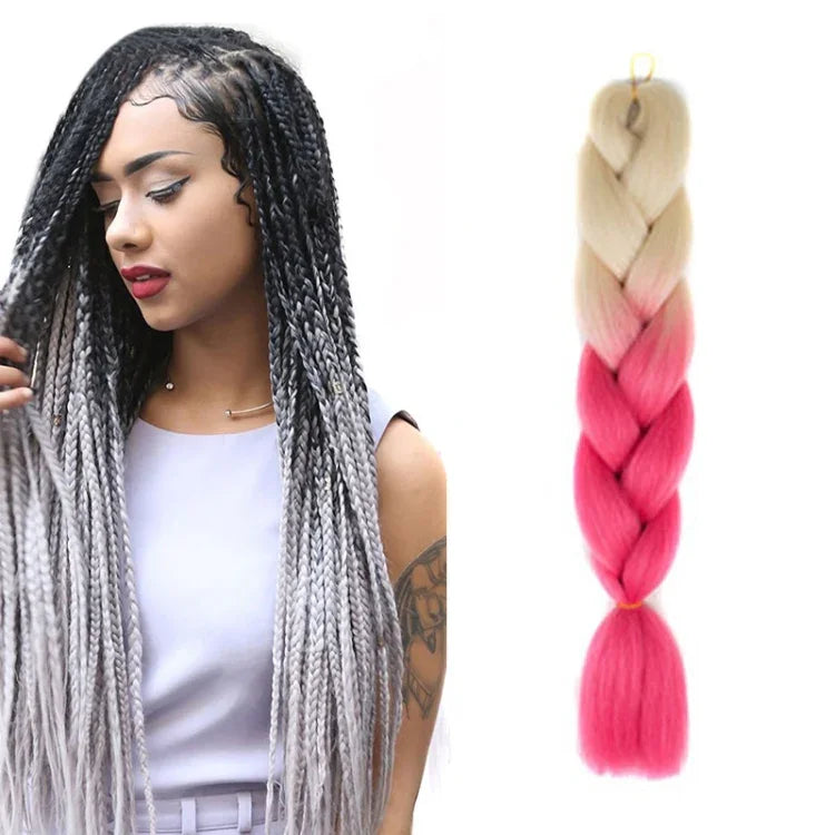 Fashion Color Gradient Individual Braid Wigs Chemical Fiber Big Braids, Length: 60cm(18Navy Blue+Sky Blue), 01, 02, 03, 06, 08, 15, 16, 17, 18, 26, 27, 28, 29, 54, 59