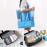 Portable Double Layer Mesh Sport Duffel Beach Picnic Shoulder Storage Bag Handbag, Double Layer Handbag(Blue), Double Layer Handbag(Green)