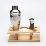 9 in 1 Stainless Steel Cocktail Shaker Tools Set with Wooden Mount, Capacity: 350ml, 350ml