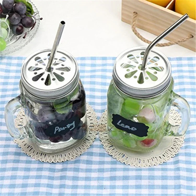 5pcs Reusable Stainless Steel Bent Drinking Straw + Cleaner Brush Set Kit,  266*6mm, 266*6mm (Bent)