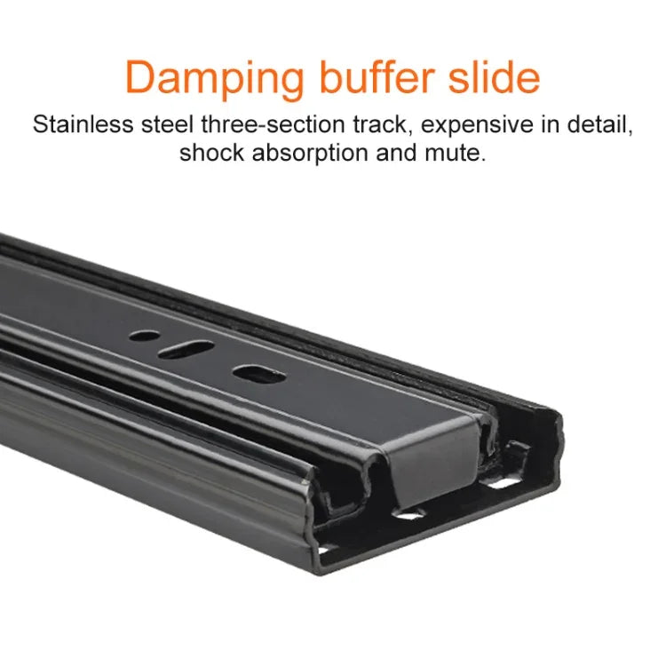 14 inches 3-section Mute Stainless Steel Sliding Drawer Slides Ball Slide Rail Length: 35cm, 14 inches