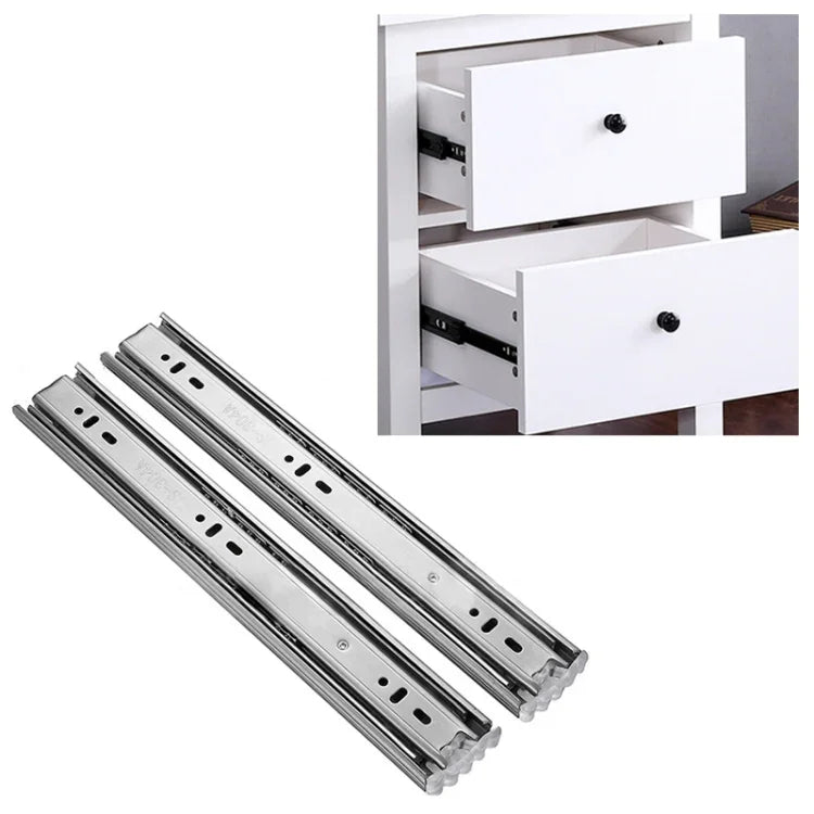 16 inches 3-section Mute Stainless Steel Sliding Drawer Slides Ball Slide Rail Length: 40cm, 16 inches