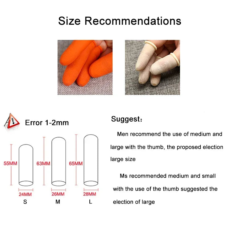 100pcs / Pack Antistatic Antislip Durable Fingertips Latex Protective Gloves, Size: M, 2.6*6.3cm, Size: M, 2.6*6.3cm