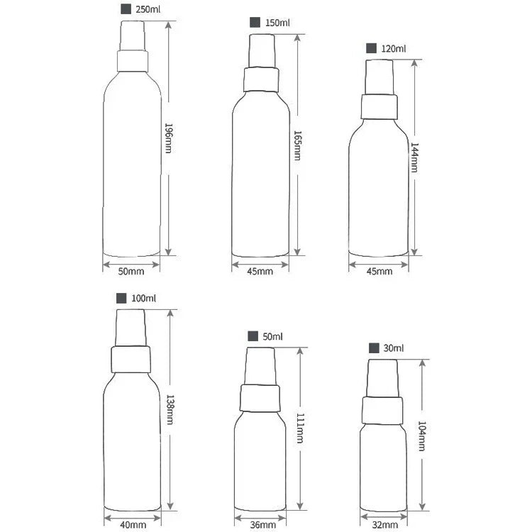 Refillable Glass Fine Mist Atomizers Aluminum Bottle, 50ml, 50ml