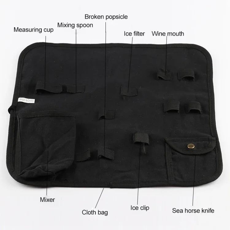 12 in 1 Stainless Steel Wine Cocktail Shaker Tools Set with Cloth Bag, Capacity: 750ml, 750ml