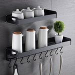40cm 6 Hooks Kitchen Multi-function Wall Hanging Holder Seasoning Storage Rack, 40cm 6 Hooks(Black)