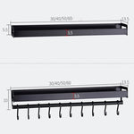 60cm 10 Hooks Kitchen Multi-function Wall Hanging Holder Seasoning Storage Rack, 60cm 10 Hooks(Silver)