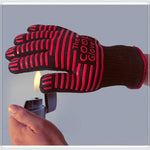 2 Layer Fire Protection Portable Silicone Anti-skidding High Temperature Resistance Cooking Baking Barbecue Gloves, Size: 28-33 cm