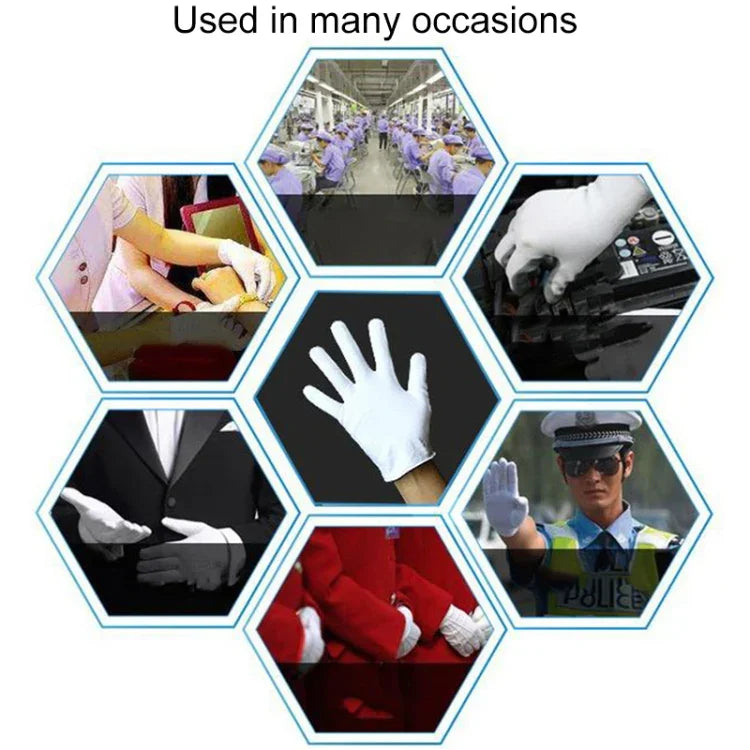 12 Pairs Pure Cotton Working Gloves, Thickened，Size：XL, Thickened，Size：XL