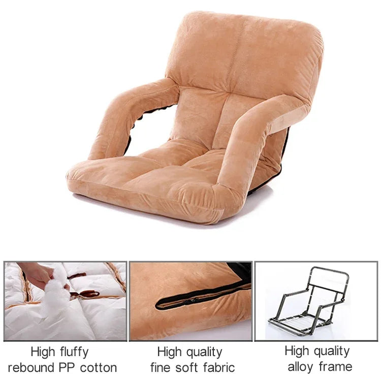 A3 Creative Lazy Sofa with Armrests Foldable Single Backrest Recliner, 92x58x12cm (Yellow), 92x58x12cm (Rose Red), 92x58x12cm (Red), 92x58x12cm (Blue), 92x58x12cm (Khaki), 92x58x12cm (Coffee), 92x58x12cm  (Black)