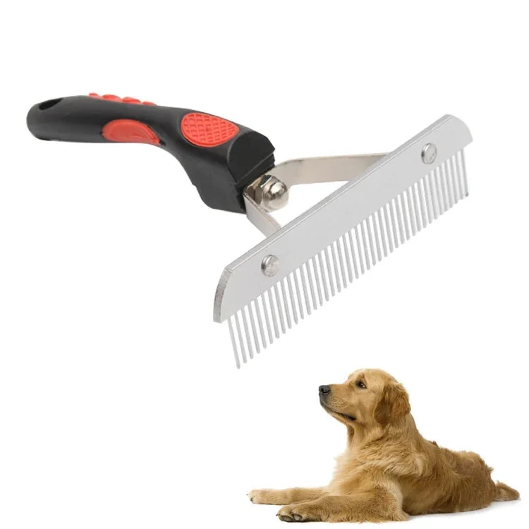 Big Dog Hair Combs Stainless Steel Pet Grooming Rake Comb Rubber Handle Hairdressing Brush Tool, Size: 17.0x16.0cm, Big Dog Hair Combs