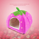 Strawberry Shaped Foldable Short Plush Pet House Nest, Size: M, Pink, Size M, Blue, Size M, Purple, Size M, Red, Size M