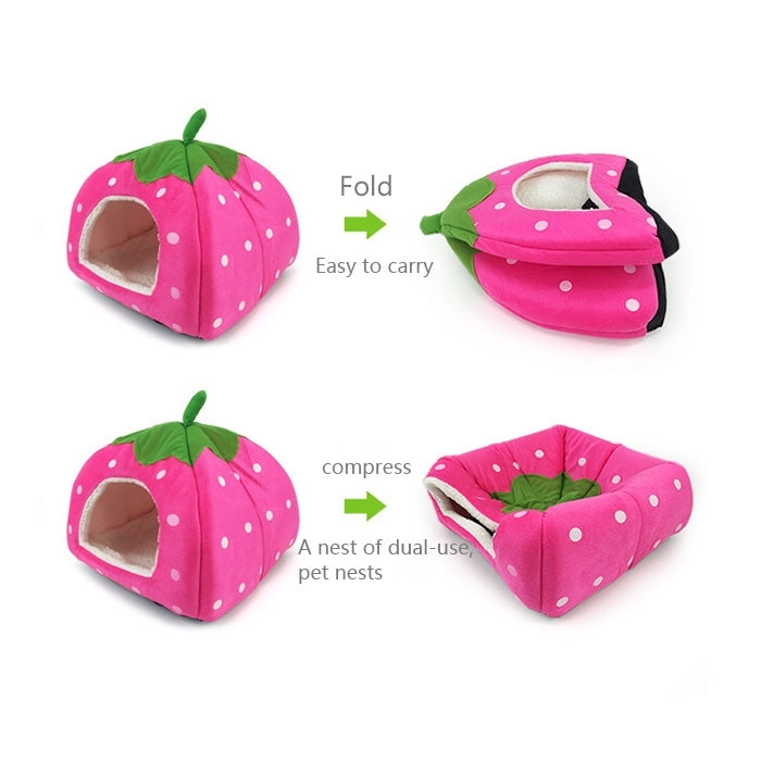 Strawberry Shaped Foldable Short Plush Pet House Nest, Size: M, Purple, Size M, Red, Size M, Pink, Size M, Blue, Size M
