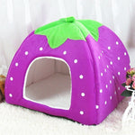 Strawberry Shaped Foldable Short Plush Pet House Nest, Size: M, Pink, Size M, Blue, Size M, Purple, Size M, Red, Size M