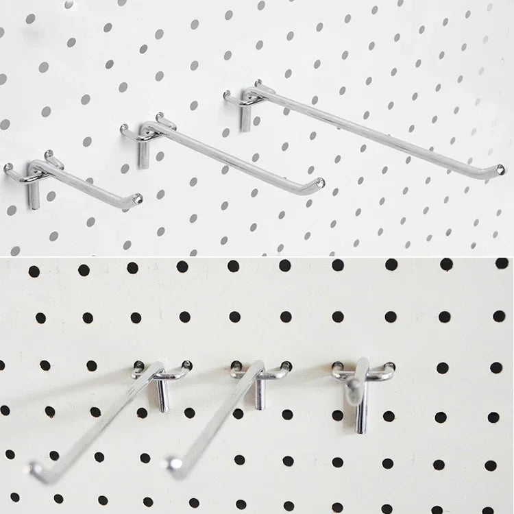10pcs Supermarket Clothing Shop Pegboard Slat Wall Hook Shelf Hole Plate, Hole Pitch: 2.5cm, Length: 15cm, Wire Diameter: 3.3mm, Length: 15cm