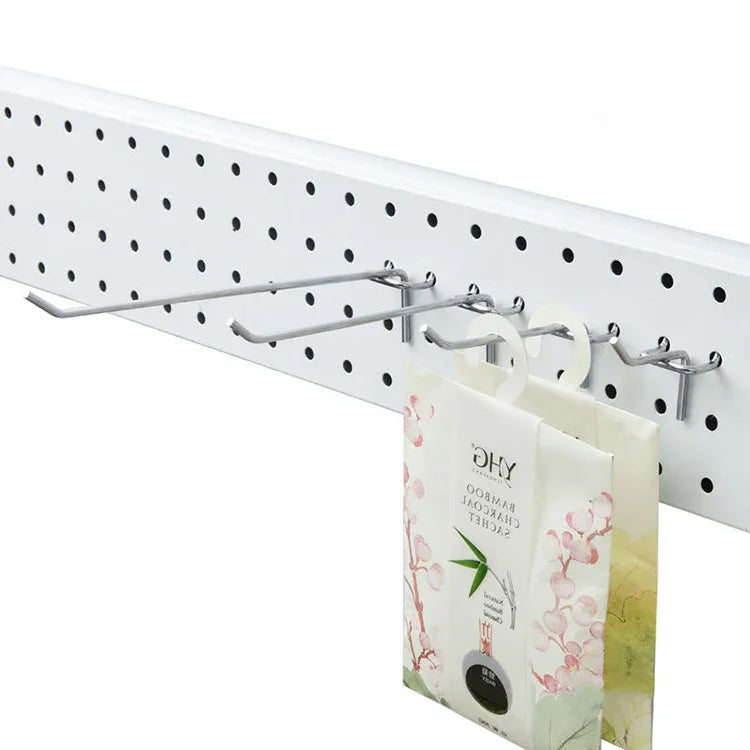 10pcs Supermarket Clothing Shop Pegboard Slat Wall Hook Shelf Hole Plate, Hole Pitch: 2.5cm, Length: 20cm, Wire Diameter: 3.3mm, Length: 20cm