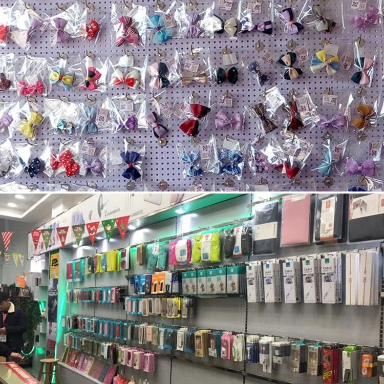 10pcs Supermarket Clothing Shop Pegboard Slat Wall Hook Shelf Hole Plate, Hole Pitch: 2.5cm, Length: 20cm, Wire Diameter: 3.3mm, Length: 20cm