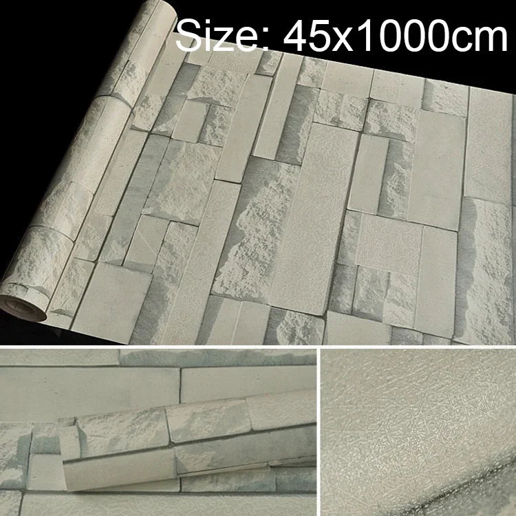 Qingyun Stone Creative 3D Stone Brick Decoration Wallpaper Stickers Bedroom Living Room Wall Waterproof Wallpaper Roll, Size: 45 x 1000cm, Qingyun Stone