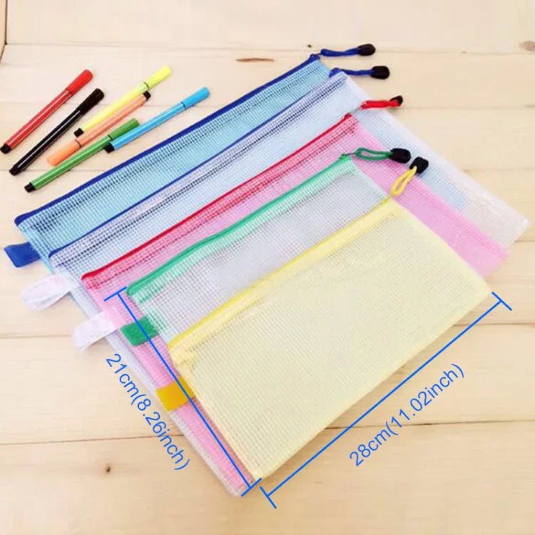 Zipper Plastic Mesh Stationery Bag, Random Color Delivery (B5, Size: 28x21cm), B5, Size: 28x21cm