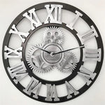 Retro Wooden Round Single-sided Gear Clock Rome Number Wall Clock, Diameter: 80cm, Rome Number 80cm, Rome Number 80cm (Gold)