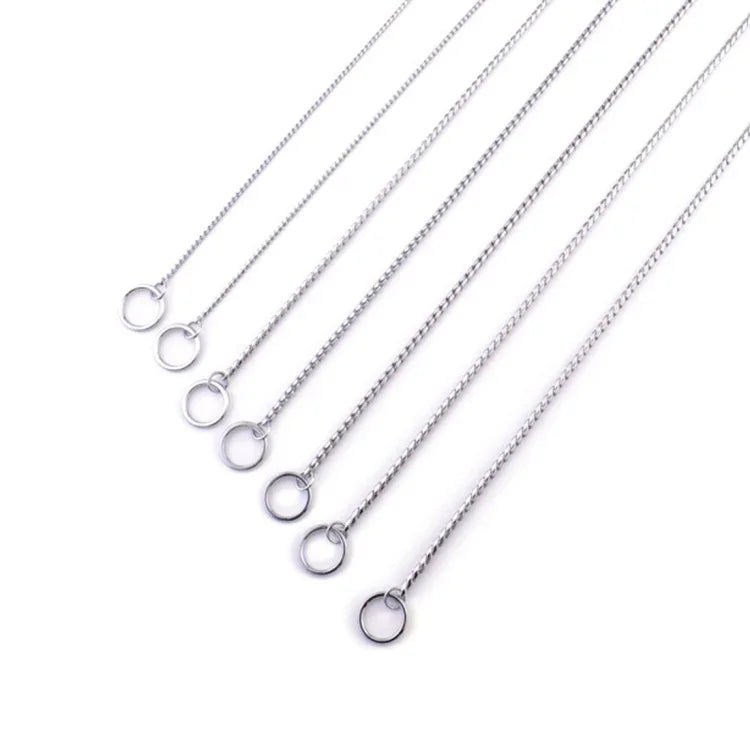 Metal dog collar chain, durable silver snake chains for pet collars, designed for safety and style.