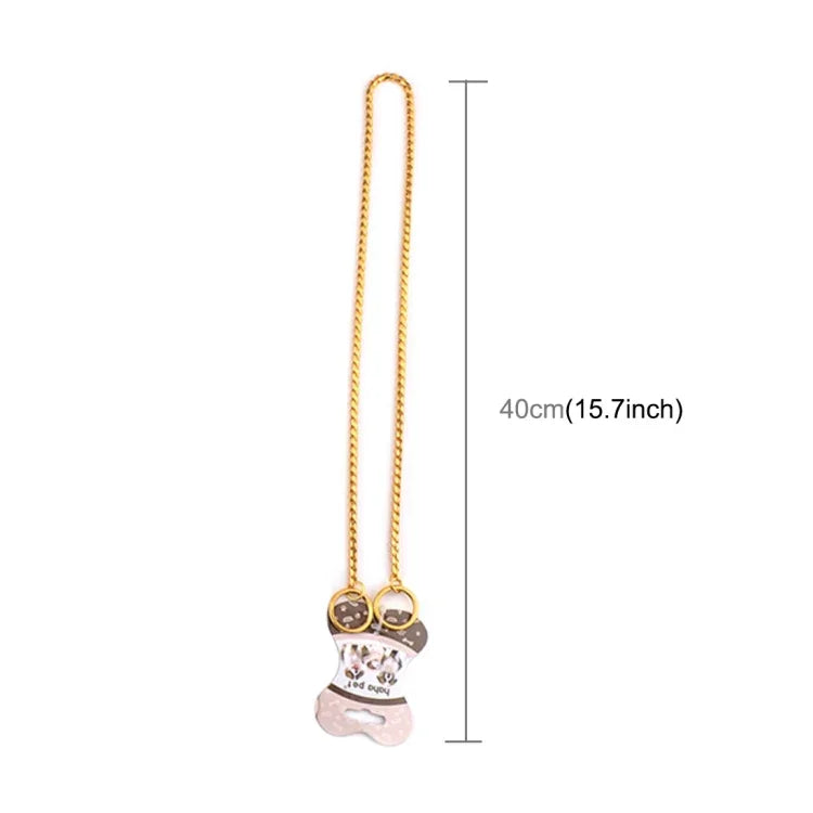 Solid metal dog collar with decorative bone charm, length 40cm, stylish design for pets.