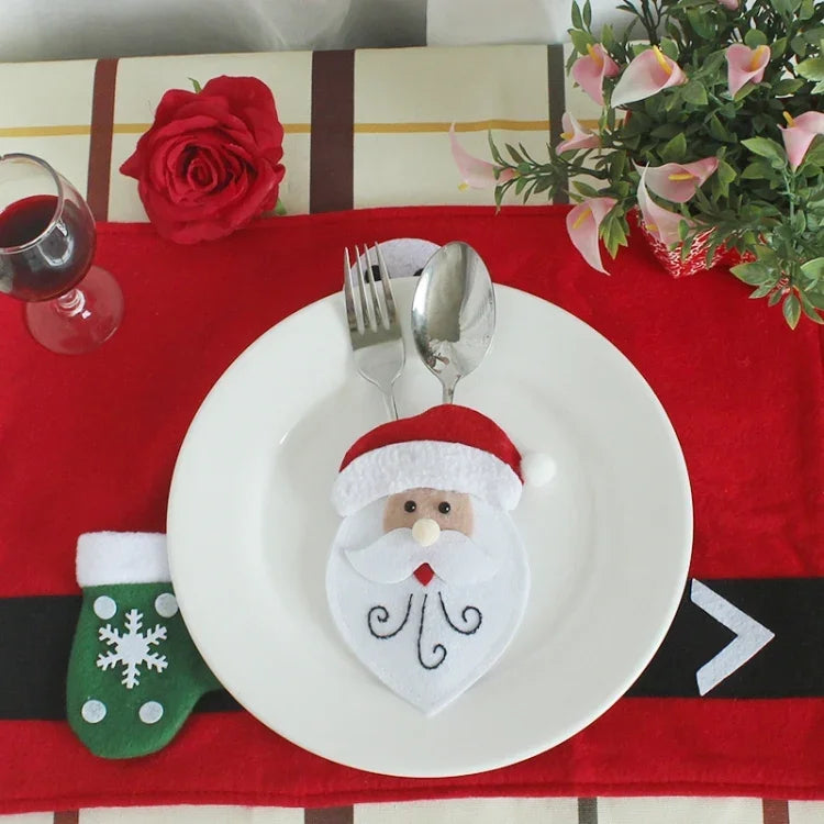 3 in 1 Christmas Decoration Cartoon Style Cutlery Holders, Cartoon Style