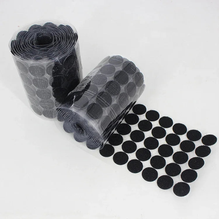 1000 PCS 16mm Round Nylon Adhesive Hook and Loop Fastener, 15mm (Black), 15mm (White)