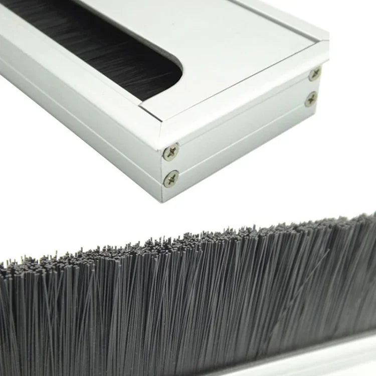 8x16cm Desk Dustproof Aluminum Wire Box Threading Box with Brush, 8x16cm