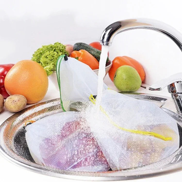 10 PCS Double-Stitched Strength Reusable Fruit Sandwich Pouch Mesh Storage Bags, Size: 30cm x 20cm, Random Color Delivery, Size: 30cm x 20cm