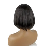 Neat Bang Bobo Short Straight Hair Wig Chemical Fiber Hair Headgear for Women