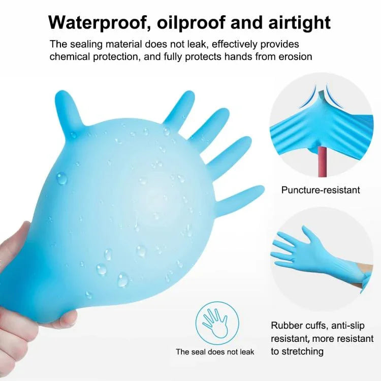 100 PCS Blue Disposable Butyronitrile Gloves Housework Supplies, Size: M, Suitable for Palm Width: 8cm-9cm, Size: M