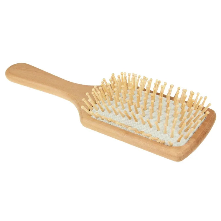 Natural Wooden Massage Hair Comb with Rubber Base & Wooden Brush, Size: Large, Large(White), Large(Black)