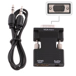 HDMI Female to VGA Male Converter with Audio Output Adapter for Projector, Monitor, TV Sets, HDMI to VGA+Audio
