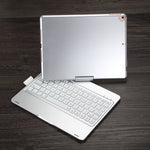 F102AS For iPad 10.2 inch Colorful Backlit Rotatable Bluetooth Keyboard Leather Tablet Case with Pen Slot Function
